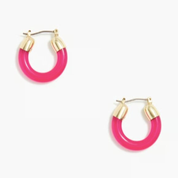 NWT J.Crew Factory Pink Resin Hoop Earrings - Picture 1 of 4